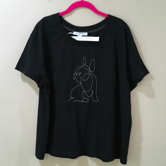 Jane and Delancey Women's Tee Top Dog Lover Black Short Sleeve Size XL New - Picture 1 of 4